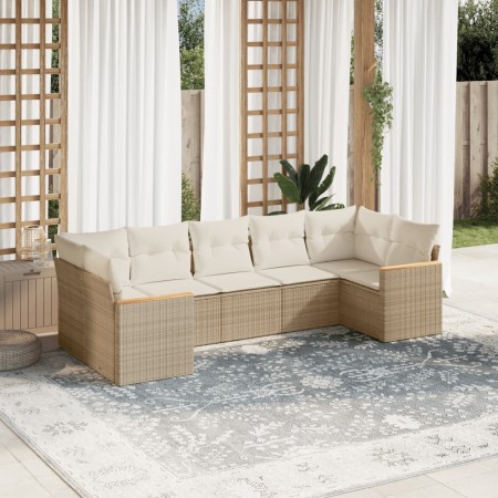 Set sofás de jardín 7 piezas y cojines ratán sintético beige de , Conjuntos de jardín - Ref: Foro24-3226268, Precio: 465,28 €...