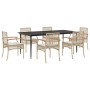 Set comedor de jardín 7 pzas con cojines ratán sintético beige en Conjuntos de jardín | Comprar online en Foru.es
