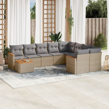Juego de sofás jardín con cojines beige 10 pzas ratán sintético de , Conjuntos de jardín - Ref: Foro24-3226318, Precio: 574,7...