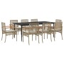 Set comedor de jardín 9 pzas con cojines ratán sintético beige en Conjuntos de jardín | Comprar online en Foru.es