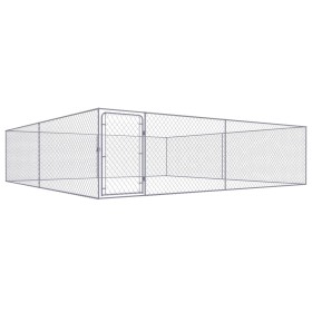 Perrera de exterior de acero galvanizado 4x4x1 m de vidaXL, Casetas y cercados para perros - Ref: Foro24-170820, Precio: 234,...