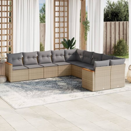 Juego de sofás jardín con cojines beige 10 pzas ratán sintético de , Conjuntos de jardín - Ref: Foro24-3226353, Precio: 626,1...