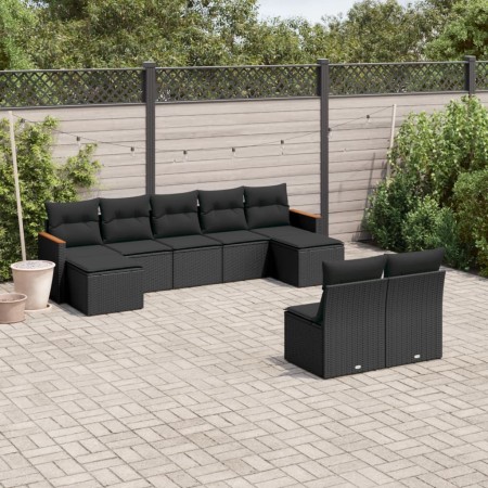 Set de sofás de jardín 8 piezas y cojines ratán sintético negro de , Conjuntos de jardín - Ref: Foro24-3226370, Precio: 502,5...