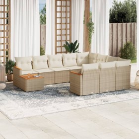 Set de sofás de jardín 11pzas con cojines ratán sintético beige de , Conjuntos de jardín - Ref: Foro24-3226366, Precio: 667,5...