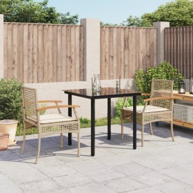 Set comedor de jardín 3 pzas con cojines ratán sintético beige en Conjuntos de jardín | Comprar online en Foru.es