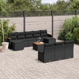 Set de sofás de jardín 11 pzas y cojines ratán sintético negro de , Conjuntos de jardín - Ref: Foro24-3226391, Precio: 603,60...