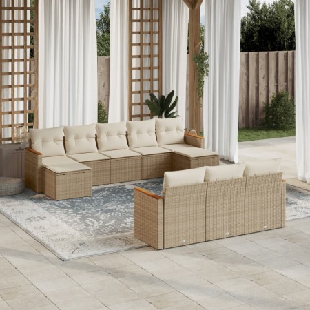 Juego de sofás jardín con cojines beige 10 pzas ratán sintético de , Conjuntos de jardín - Ref: Foro24-3226415, Precio: 587,0...