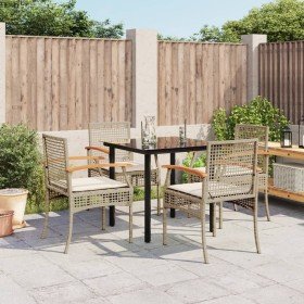 Set comedor de jardín 5 pzas con cojines ratán sintético beige en Conjuntos de jardín | Comprar online en Foru.es