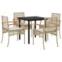 Set comedor de jardín 5 pzas con cojines ratán sintético beige en Conjuntos de jardín | Comprar online en Foru.es