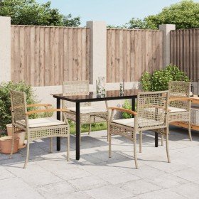 Set comedor de jardín 5 pzas con cojines ratán sintético beige en Conjuntos de jardín | Comprar online en Foru.es
