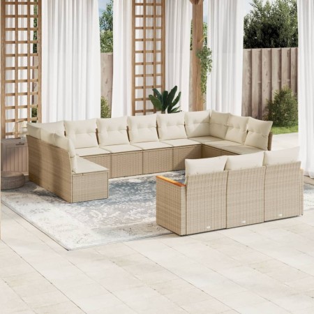 Set sofás de jardín con cojines 13 pzas ratán sintético beige de , Conjuntos de jardín - Ref: Foro24-3226457, Precio: 838,97 ...