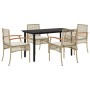 Set comedor de jardín 5 pzas con cojines ratán sintético beige en Conjuntos de jardín | Comprar online en Foru.es