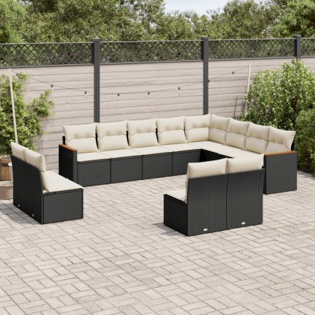Set de sofás de jardín 12 piezas cojines ratán sintético negro de , Conjuntos de jardín - Ref: Foro24-3226469, Precio: 630,68...