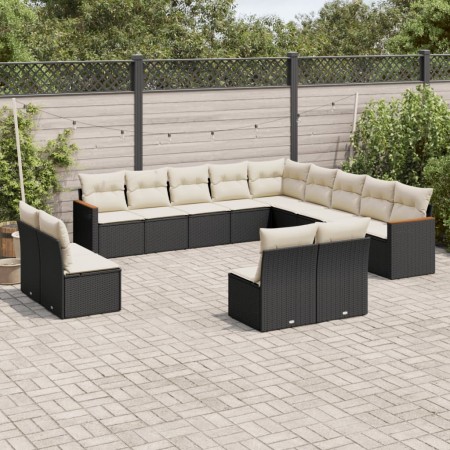 Set de sofás de jardín y cojines 13 pzas ratán sintético negro de , Conjuntos de jardín - Ref: Foro24-3226483, Precio: 729,93...