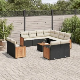 Set de sofás de jardín 12 piezas cojines ratán sintético negro de , Conjuntos de jardín - Ref: Foro24-3226504, Precio: 763,76...
