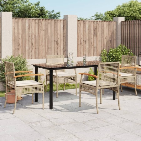 Set comedor de jardín 5 pzas con cojines ratán sintético beige en Conjuntos de jardín | Comprar online en Foru.es