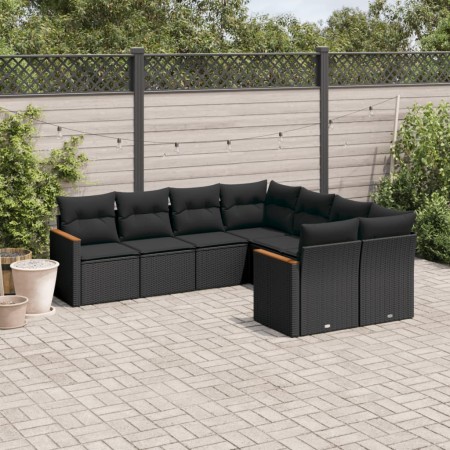 Set de sofás de jardín 8 piezas y cojines ratán sintético negro de , Conjuntos de jardín - Ref: Foro24-3226552, Precio: 515,3...