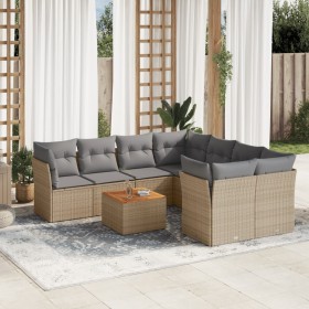 Juego de sofás jardín con cojines beige mezcla 9 pzas ratán PE de , Conjuntos de jardín - Ref: Foro24-3255863, Precio: 587,84...