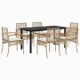Set comedor de jardín 7 pzas con cojines ratán sintético beige en Conjuntos de jardín | Comprar online en Foru.es