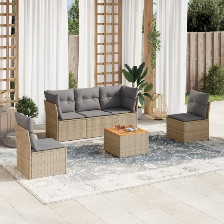 Juego de sofás jardín con cojines beige mezcla 6 pzas ratán PE de , Conjuntos de jardín - Ref: Foro24-3255877, Precio: 352,99...