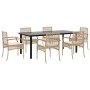 Set comedor de jardín 7 pzas con cojines ratán sintético beige en Conjuntos de jardín | Comprar online en Foru.es