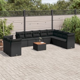 Set de sofás de jardín 11 pzas y cojines ratán sintético negro de , Conjuntos de jardín - Ref: Foro24-3256048, Precio: 705,35...