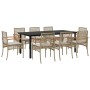 Set comedor de jardín 9 pzas con cojines ratán sintético beige en Conjuntos de jardín | Comprar online en Foru.es