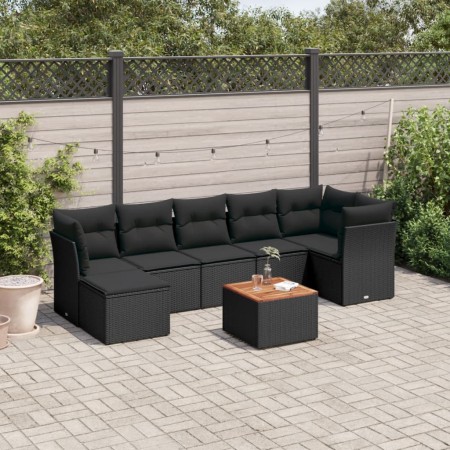 Set de sofás de jardín 8 piezas y cojines ratán sintético negro de , Conjuntos de jardín - Ref: Foro24-3256083, Precio: 509,5...