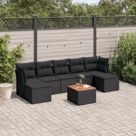 Set de sofás de jardín 8 piezas y cojines ratán sintético negro de , Conjuntos de jardín - Ref: Foro24-3256104, Precio: 453,7...