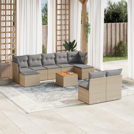 Juego de sofás jardín con cojines beige 10 pzas ratán sintético de , Conjuntos de jardín - Ref: Foro24-3256192, Precio: 596,7...
