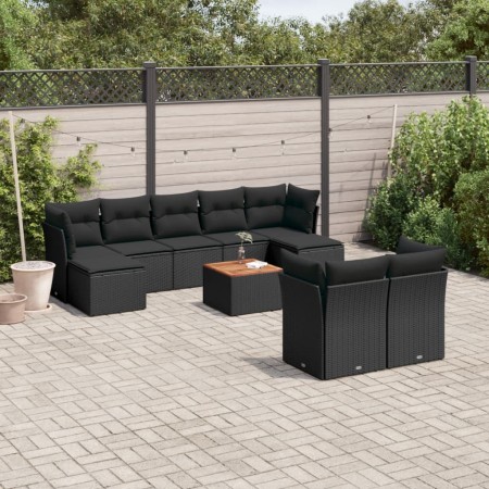 Set de sofás de jardín 10 pzas cojines ratán sintético negro de , Conjuntos de jardín - Ref: Foro24-3256202, Precio: 616,01 €...
