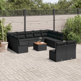 Set de sofás de jardín 12 piezas cojines ratán sintético negro de , Conjuntos de jardín - Ref: Foro24-3256216, Precio: 665,66...