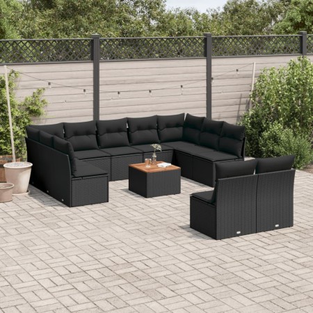 Set de sofás de jardín 12 piezas cojines ratán sintético negro de , Conjuntos de jardín - Ref: Foro24-3256216, Precio: 665,66...