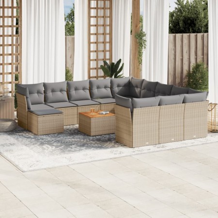Juego de sofás jardín con cojines beige mezcla 13 pzas ratán PE de , Conjuntos de jardín - Ref: Foro24-3256318, Precio: 834,3...