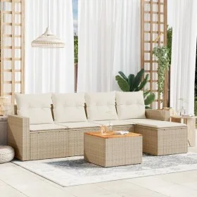 Garden sofa set with cushions 6 pieces beige synthetic rattan by , Garden sets - Ref: Foro24-3256429, Price: 411,36 €, Discou...