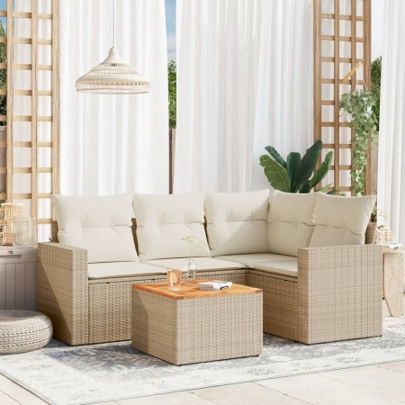 Juego de sofás jardín con cojines 5 pzas ratán sintético beige de , Conjuntos de jardín - Ref: Foro24-3256436, Precio: 386,34...