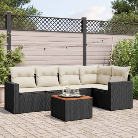 Set de sofás de jardín 6 piezas y cojines ratán sintético negro de , Conjuntos de jardín - Ref: Foro24-3256441, Precio: 372,0...