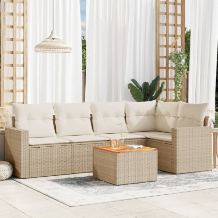 Juego de sofás jardín con cojines 6 pzas ratán sintético beige de , Conjuntos de jardín - Ref: Foro24-3256443, Precio: 436,28...