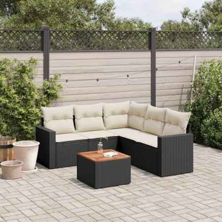 Set de sofás de jardín 6 piezas y cojines ratán sintético negro de , Conjuntos de jardín - Ref: Foro24-3256448, Precio: 372,0...