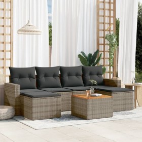 Set de sofás de jardín 7 piezas con cojines ratán PE gris de , Conjuntos de jardín - Ref: Foro24-3256578, Precio: 403,56 €, D...