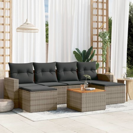 Set de sofás de jardín 7 piezas con cojines ratán PE gris de , Conjuntos de jardín - Ref: Foro24-3256578, Precio: 403,56 €, D...