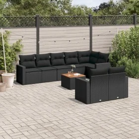 Set de sofás de jardín 8 piezas y cojines ratán sintético negro de , Conjuntos de jardín - Ref: Foro24-3256538, Precio: 617,8...