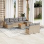 Juego de sofás jardín con cojines beige 10 pzas ratán sintético de , Conjuntos de jardín - Ref: Foro24-3256654, Precio: 600,3...