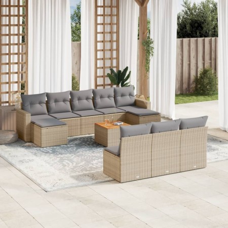 Juego de sofás jardín con cojines beige mezcla 11 pzas ratán PE de , Conjuntos de jardín - Ref: Foro24-3256661, Precio: 638,6...