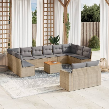 Juego de sofás jardín con cojines beige mezcla 13 pzas ratán PE de , Conjuntos de jardín - Ref: Foro24-3256689, Precio: 857,0...