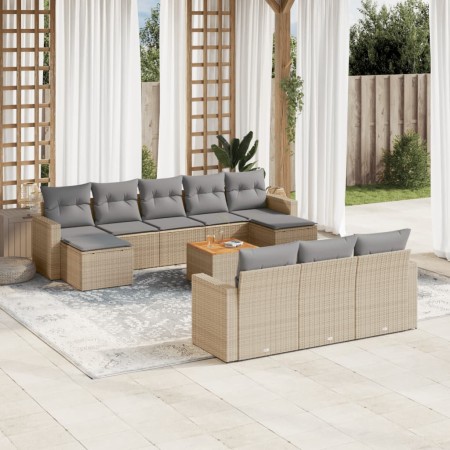 Juego de sofás jardín con cojines beige mezcla 11 pzas ratán PE de , Conjuntos de jardín - Ref: Foro24-3256675, Precio: 724,5...