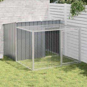 Caseta para perro con corral antracita 153x194x110 cm acero galvanizado en Casetas para perros | Comprar online en Foru.es