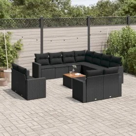 Set de sofás de jardín 12 piezas cojines ratán sintético negro de , Conjuntos de jardín - Ref: Foro24-3256713, Precio: 911,08...