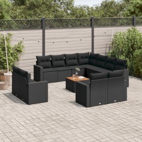 Set de sofás de jardín 12 piezas cojines ratán sintético negro de , Conjuntos de jardín - Ref: Foro24-3256713, Precio: 924,32...