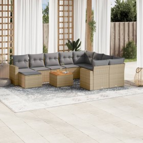Juego de sofás jardín con cojines beige mezcla 11 pzas ratán PE de , Conjuntos de jardín - Ref: Foro24-3256745, Precio: 722,5...